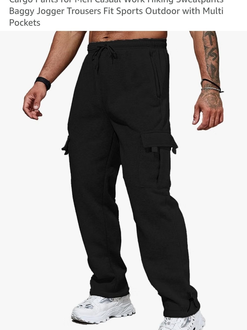 Men's Black Cargo Jogger Pants with Multi Pockets
